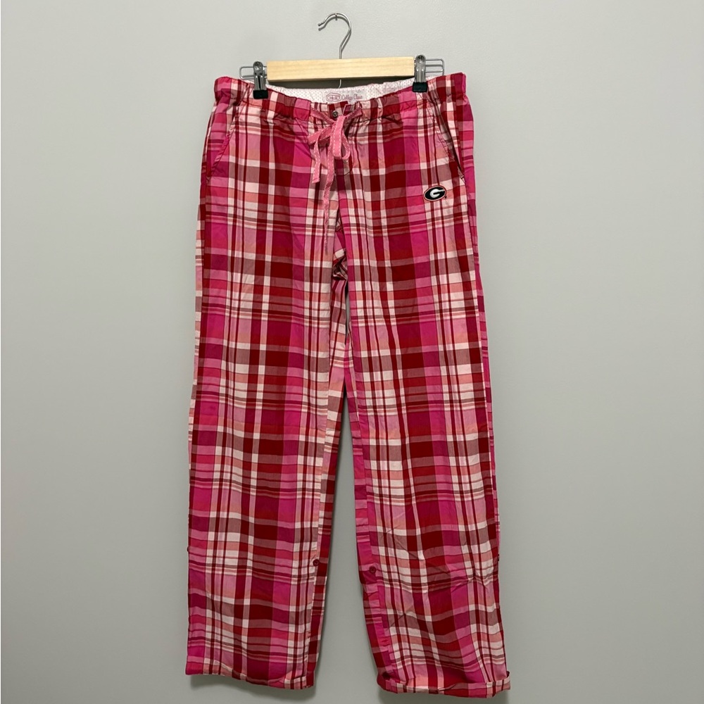 UGA College Classics Cotton Pink and Red Plaid Pajama Pants